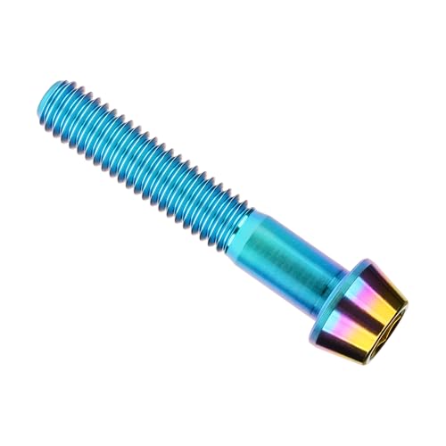 Image of Titanium Ti Bolt M5x9 16 18 20 25 30 35 40 45 50 55 60mm Tapered Head Screws Pack of 4 (M5x35mm, Iridescent Blue)
