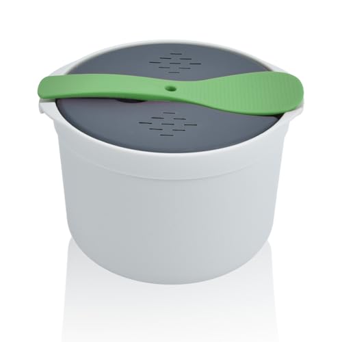 Cuiseur à Riz Micro Ondes, 2L Microwave Rice Cooker PP Autocuiseur Vert
