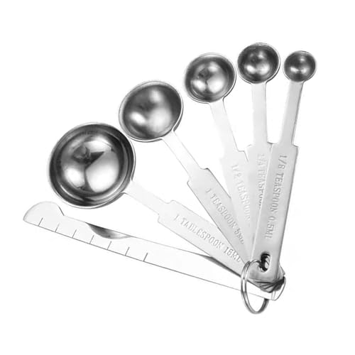 6 Pcs Metal Measuring Spoons Sets, Stainless Steel Tablespoon Teaspoon Measuring Spoon for Dry and Liquids with Clear and Easy to Read Makring on Each Sppon to Know The Measurment