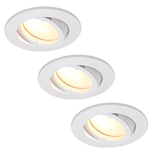HCFEI Lot de 3 Spot Encastrable Complete Orientable Blanc avec Dimmable Ampoule GU10 Module 5W 230V eq. 50W Lumiere Blanc Chaud 3000K