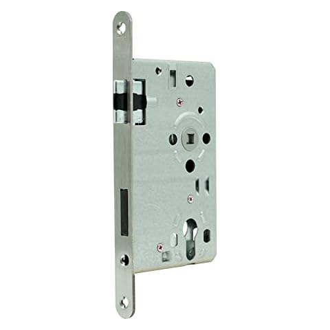 Buddy4Home house accessoires Profilzylinder Türschloss Einsteckschloss Zimmertür Flüsterfalle aus verzinktem Blech Edelstahl Schließblech Stulp 20mm Dornmaß 65mm Nuss 8mm Entfernung 72mm Din Rechts Cover