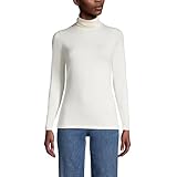 Lands' End Womens Long Sleeve Shaped LWCM Turtleneck Ivory Regular Small