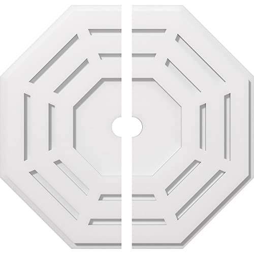 Ekena Millwork CMP24WN2-02000 Westin Architectural Grade PVC Contemporary, Two Piece Urethane Ceiling Medallions 24"OD x 2"ID x 9 1/2"C x 1"P