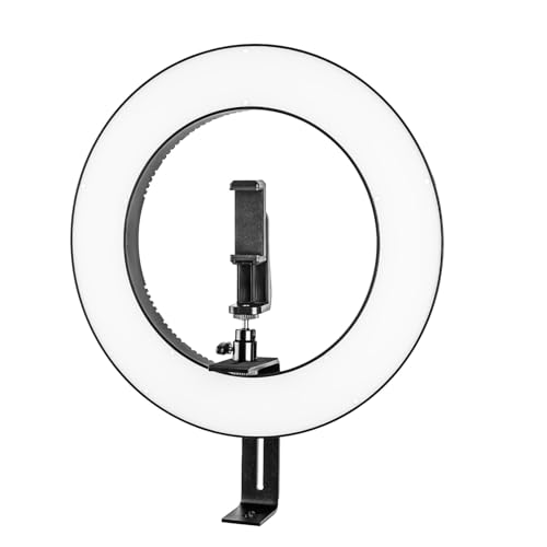 Walimex pro LED Ringleuchte 380 Bi-Color 23 W, leistungsstarkes Ringlicht mit schaltbaren Sektoren, Leuchtring dimmbar, Videoleuchte mit Kamera- und...