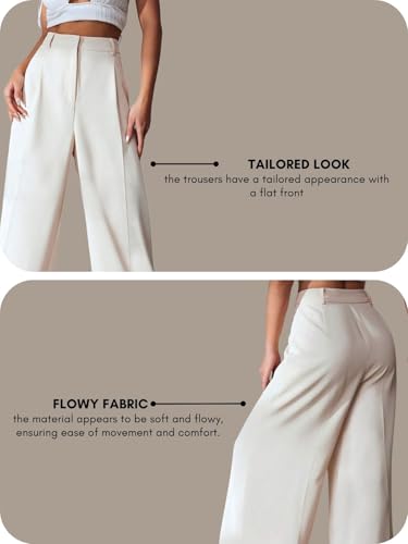 Image of GRECIILOOKS Women High Rise High Waist Trousers Flared Korean Style Formal Pants| Elegant Workwear for Office, College & Events (Available in Plus Size)