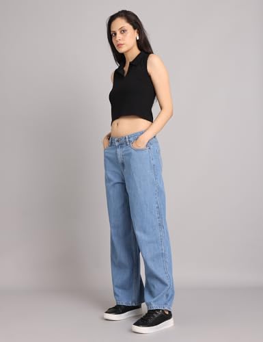 Image of INKD Women's Baggy Fit Jeans - Mid-Rise | 100% Cotton | Jeans for Women (Available in Plus Sizes)