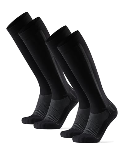 DANISH ENDURANCE Calcetines de Compresión Mujer y Hombre, 1 o 2 Pack, Negro/Gris, 43-47
