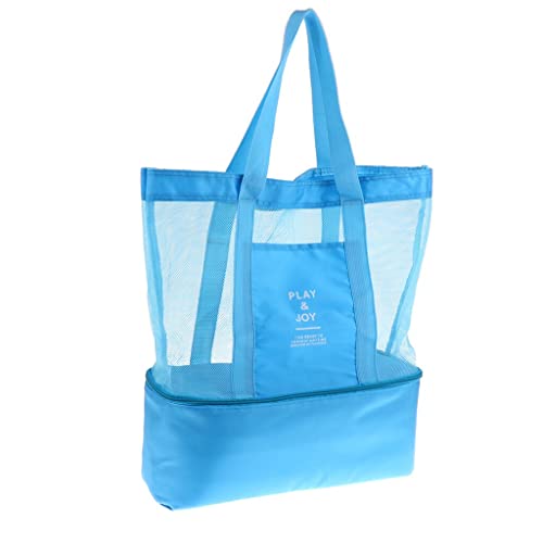 Bolsa de Praia Telada Verão Mar Piscina Piquinique com Compartimento Térmico (Azul)