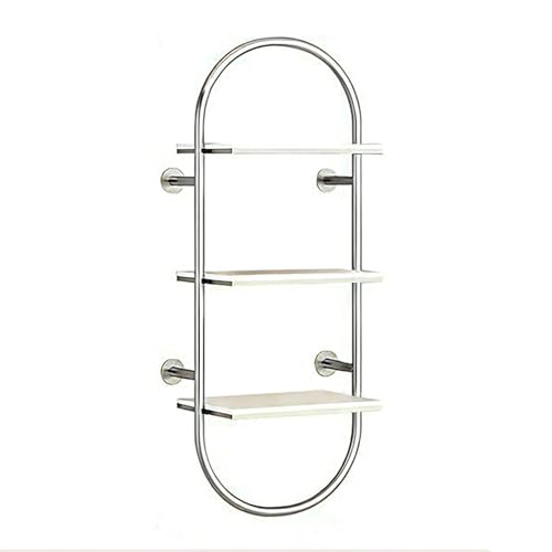 XPLKQXE Estantería De Pared 3 Niveles, Estanterías Flotantes De Hierro Forjado, Unidad De Moderna, Estante De Decoración De Pared De Lujo, Rack De Exhibición Minorista(Silver)