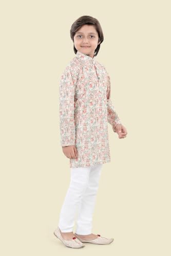 Image of Boys Cotton Full Sleeve Printed Kurta Pyjama Set, Chikankari Kurta Kids Ethnic wear Festive & Traditional Outfit | Boys Kurta Pajama Set