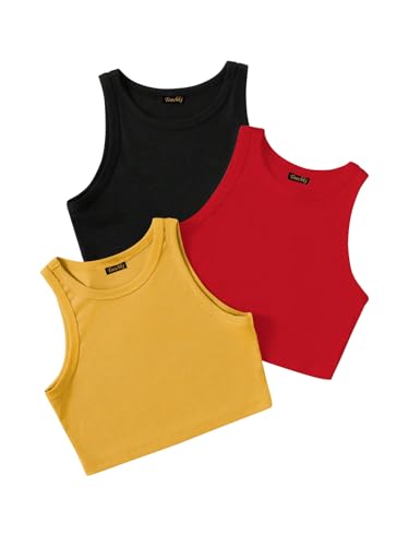 Image of Tops for Women Crop Top for Women's Tank Activewear Tee Sports Western Casual Cotton Camisole Pack of 3 Combo