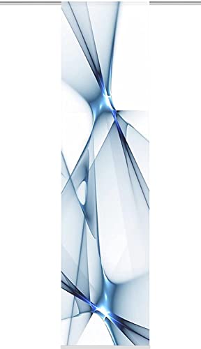 Home Fashion 87188 Franklin - Panel japonés con impresión Digital (con Barra de contrapeso y sujeciones, 245 x 60 cm), poliéster, Azul, 245 x 60 cm