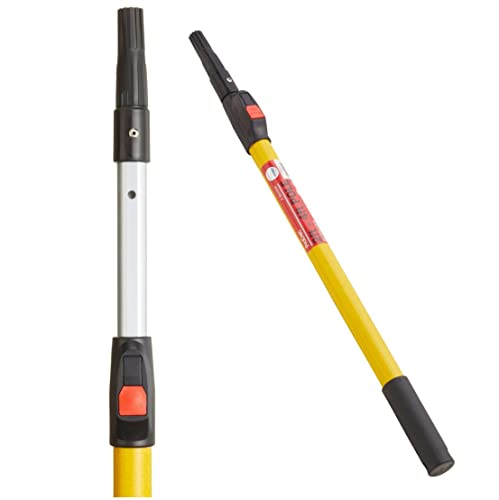 ProDec 2 - 4 (0.6-1.2m) Button Lock Fibreglass & Aluminium Extension Pole for Paint Roller Frames Gives Extended Reach Compatible with Screw & Push Fit Frames 2 feet - 4 feet Trade Professional Pole