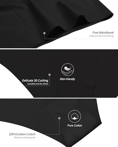 Image of DEANGELMON Seamless Underwear for Women No Show Bikini Panties Comfortable Stretch Invisible Ladies Hipster Briefs