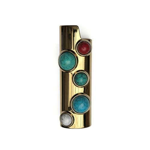 DIY Metal bic Lighter case for j6 Luxury Diamond Standard BIC Lighter Cover Golden Regular Women Full Size Sleeve Pouch Gift (C)