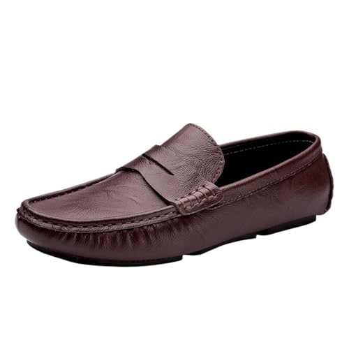 Men's Loafers Shoes Vegan Leather Stitching Details Round Toe Lightweight Flexible Comfortable Casual Classic Slip-ons