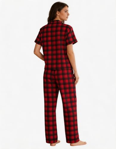 Image of NAP BOUND 100% Cotton Women Pajama Sets Button Down Short Sleeve Sleepwear Soft Pjs 2 Piece Lounge Set with Pocket XS-XXL