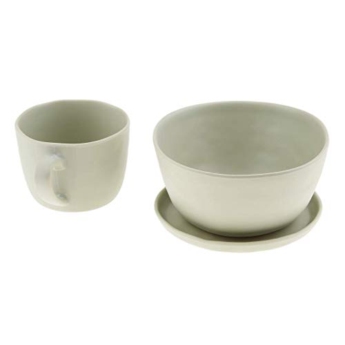 Tubayia Juego de vajilla de melamina de 3 piezas, taza de café + cuenco + bandeja para casa, restaurante, fiesta, picnic, etc. (verde claro)