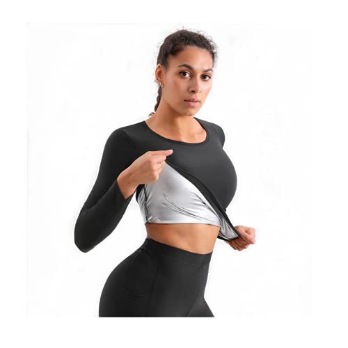 GOLD XIONG PADISHAH Women Sauna Suit Fitness Exercise Sauna Sweat Suit | Long Sleeve Sauna Jacket Women Sauna Top Gym Workout Sweat Jacket for Women(Sauna top A,Large)