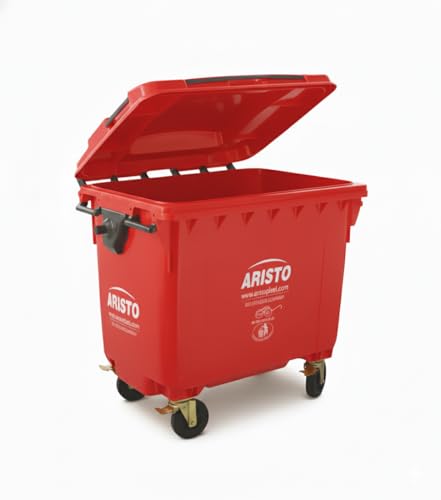 Image of Aristo Big Plastic Wheeled Dustbin with Lid 660 Litre Red