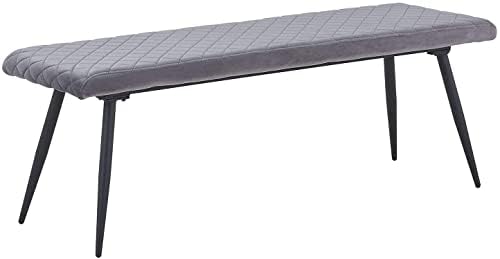 AINPECCA Dining Bench Seat,Velvet Cushioned Hallway Bench,Vintage Dining Room Bench,Lounge Long Bench for Kitchen,Dinner Stool with Metal legs Padded Doorway Bench(Grey, 129cm Length)