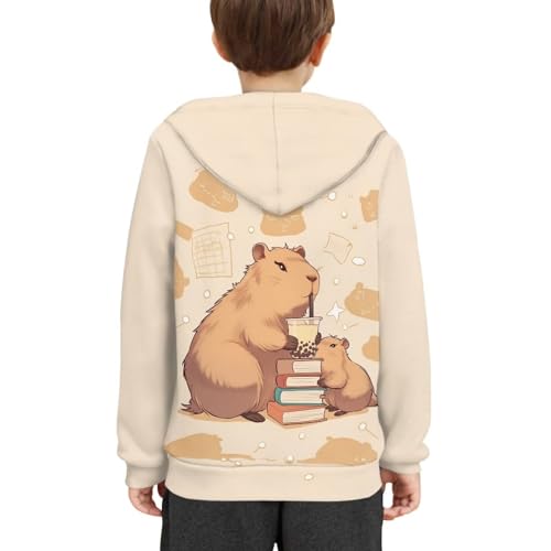 Capybara Hoodies Graphic Sweatshirt for Kids Girl 8T-10T Book Lover Pullover Hoodie Long Sleeve Shirt with Pocket Athletic Workout Sweatshirt Back to School Fall Outfits4