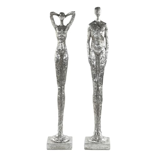 DESIGN DELIGHTS Moderne SKULPTUR Millenium | Mann & Frau, 2-teilig, Poly Kunststein, Silber 59 cm | Dekoobjekt, Dekofigur stehend, Statue DESIGN DELIGHTS Moderne SKULPTUR Millenium | Mann & Frau, 2-teilig, Poly Kunststein, Silber 59 cm | Dekoobjekt, Dekofigur stehend, Statue
