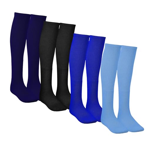 Vizari League Sports Socks for Boys and Girls | Polyester and Stretchable Adult League Socks | Soccer Socks with 360° Arch and Ankle Support | Football socks (Pack of 4)
