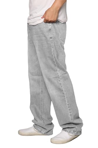 URBANJ Men's Baggy Jeans Loose Fit Wide Leg Denim Pants2