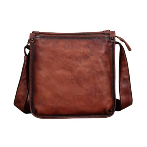 10Inch Genuine Leather Shoulder Bags Mens Casual Daypacks Waist Packs Messenger Bags Travel Bags Crossbody Bags(Brown)