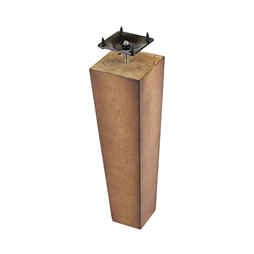 ProFurnitureParts Sandstone 9\" Tall Tapered Wood Sofa Legs w/Anti-Skid Pads, Leg Plates Included Set of 4