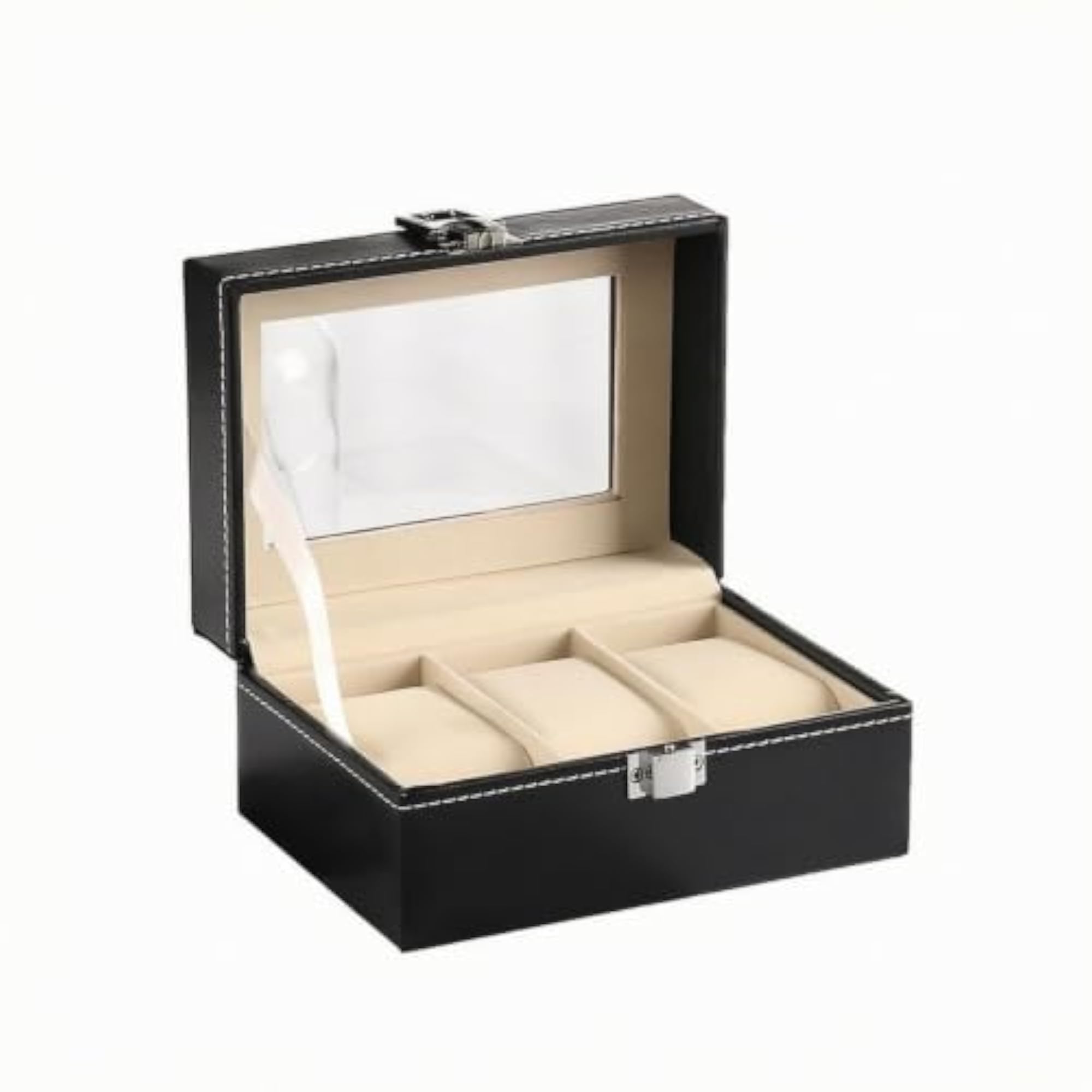 3-Slot Watch Box with Clear Lid for Collectors