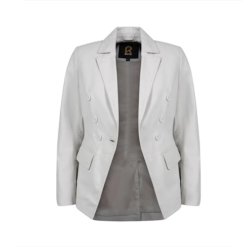 Rauly Double Breasted Fancy Buttons Lambskin Leather Blazer Women - Casual Coat Long Sleeves Style Leather Jacket for Women3