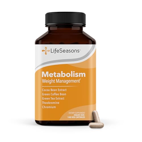 Metabolism - Weight Control Support & Energy Boosting Supplement - Natural Appetite Suppressant - Curbs Cravings - Green Tea Coffee Bean Chromium Cacao & Theobromine - 140 Capsules