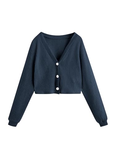Image of SweatyRocks Women's Long Sleeve Button Front V Neck Soft Cardigan Sweaters