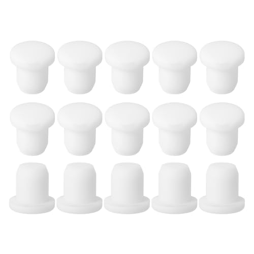Image of uxcell 15Pcs Silicone Hole Plug, Waterproof Solid T-Shaped Rubber Stoppers Bottle Seal Tube Pipe Plug End Cap for 7.5mm /0.3 inch Hole for Bathtub Bottle, 0.31 inch Plug Height, White