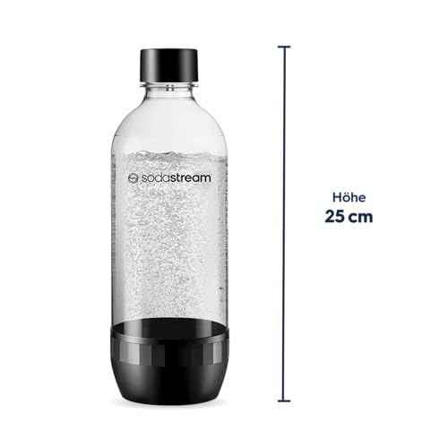 Sodastream 1L Tritan Kunststoffflasche - Kompatibel mit TERRA, ENSO, GAIA, ART Wassersprudler, BPA-freie Wasserflasche, spülmaschinengeeignete Sprudelflasche, Farbe: Schwarz, 3er-Pack