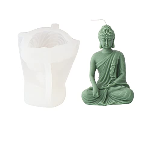 Xidmold 3D Buddha Candle Mold Buddha Statue Silicone Mold For Sculpture, Soy Wax Candle, Resin Art Crafts (C) #TOP30