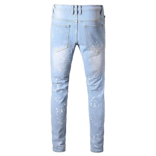 Men's Straight Leg Ripped Jeans Distressed Denim Pants Slim Fit Casual Vintage Washed Knee Hole Retro Style 20252