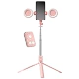 Selfie-Stativ 6-in-1 mit 2 Lichtern, Selfie-Stick, 170 cm (67 Zoll) großer tragbarer Stativständer mit einem allgemeinen Handy-Stativ für Reisen
