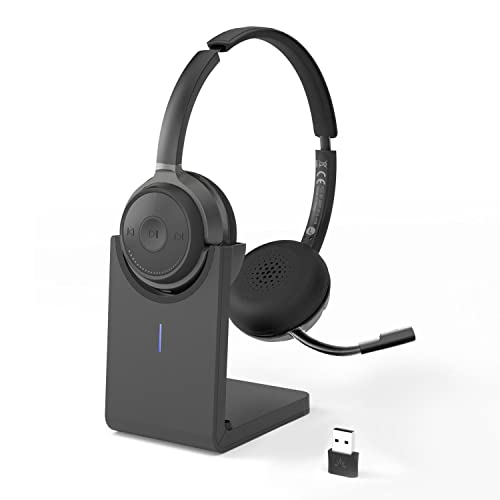 Avantree Alto 8060 Bluetooth Headset with Smart Noise Canceling Microphone for Clean & Clear Calls even at noisy places. Sidetone Support, Wireless USB Adapter for Easy Connection with Computer Laptop