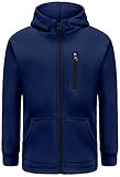 ANGEL CITIZ Jungen Kapuzenpullover Boy Winter Warm Strickjacke Kinder Langarm Sweatshirt Sport Full Zip Hooded Fleece Hoodie mit Taschen-Navy-10