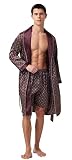 Tony & Candice Men's Satin Robe Lightweight Long Sleeve Silk Kimono Bathrobe with Shorts Set Sleepwear...