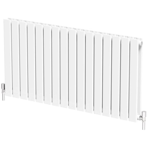 Radiant Living White Horizontal Radiator 600 x 1216mm – Double Flat Panel Designer Radiator, High Efficiency Modern Steel Heating for Living Room & Bathroom