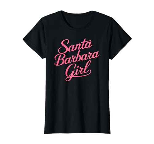 Santa Bárbara Chica Playa California SB Surf Retro Rosa Mujer Camiseta