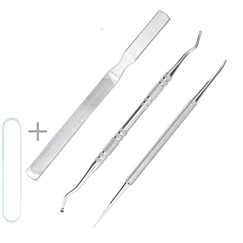 3PCS Ingrown Toenail File and Lifter Set Manicure File Stainless Steel Double Sided Ingrown Toenail Tool Kit, Pedicure Tools with Storage Box