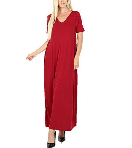 Image of Zenana Women's Premium Casual Long Relaxed Loose T-Shirt Maxi Dress with Half Sleeves and Pockets (S-3XL)