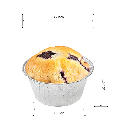 Aluminum Foil Baking Cups, Mateebake 4 Oz Disposable Ramekin Aluminum Cupcake Liners, Silver Foil Baking Cups Muffin Liners For Cupcake, Baking, Egg Tart, Pudding, Creme Brulee (150 Pcs) #TOP1