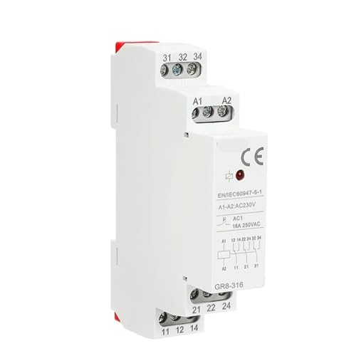 Relé auxiliar intermedio GR8 con doble voltaje ACDC110V 230V para protección de circuitos