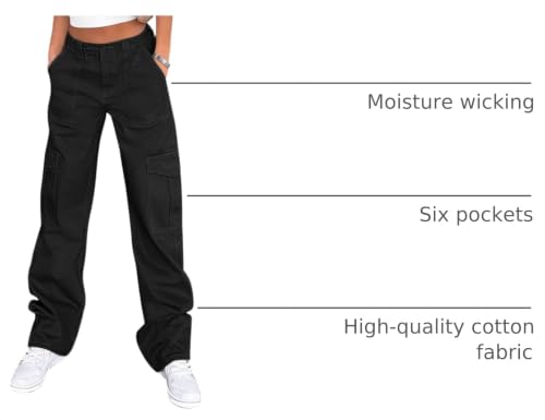 Image of Lepunuo Cargo Pants for Women High Waisted Casual Pants Baggy Stretchy Wide Leg Y2K Streetwear with 6 Pockets